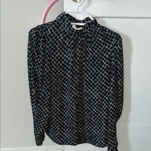 Express Black and White Geometric Blouse